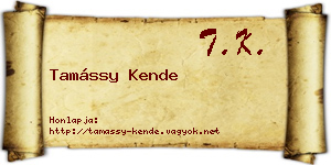 Tamássy Kende névjegykártya